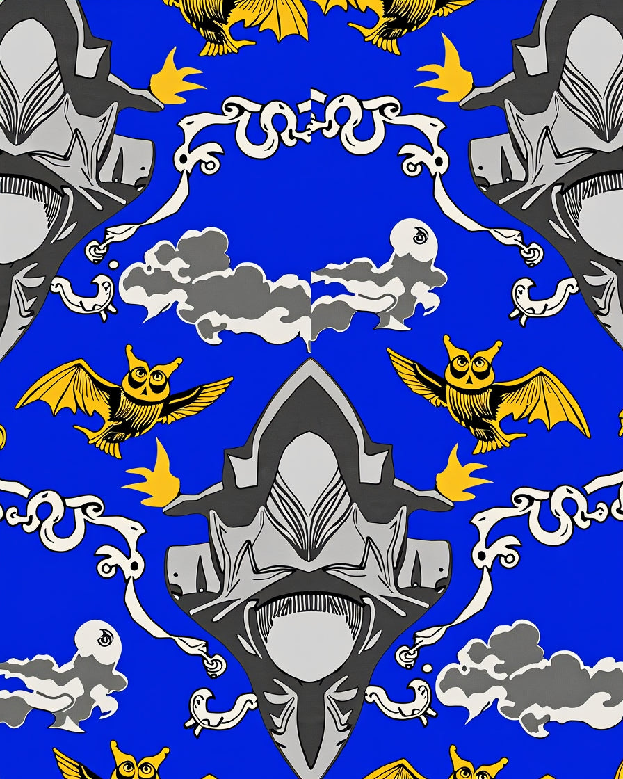 Whimsical Yellow Owl Blue Sky Rug