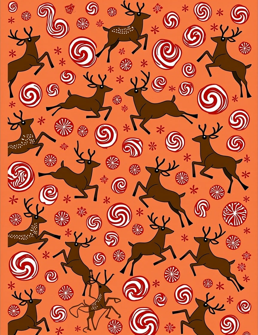 Woodland Reindeer Swirls Candy Rug