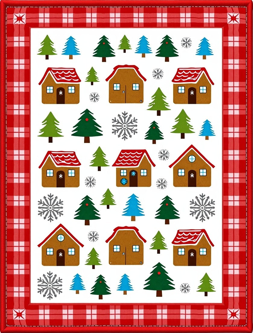 Gingerbread Village Snow Flake Scene Rug