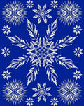 White Snowflake Scatter Royal Blue Rug