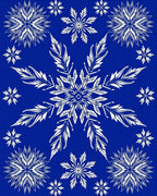 White Snowflake Scatter Royal Blue Rug