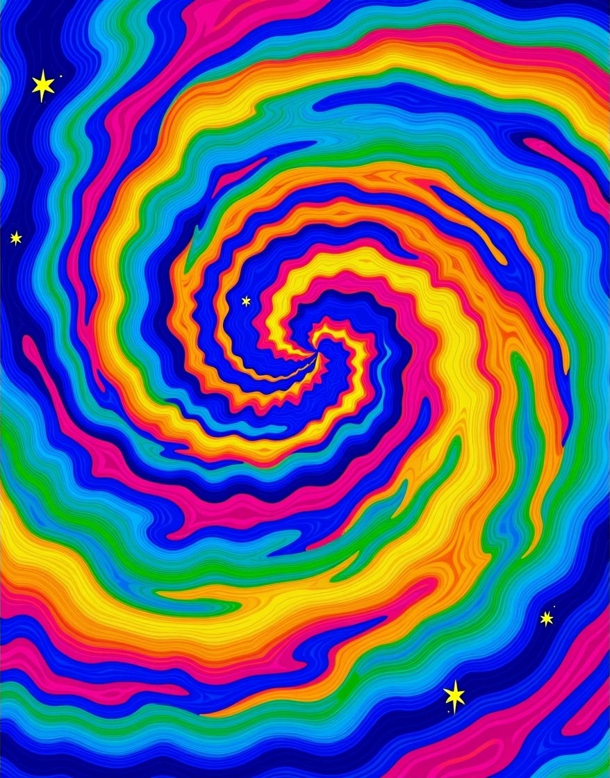 Vibrant Rainbow Swirl Abstract Rug