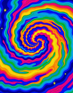 Vibrant Rainbow Swirl Abstract Rug