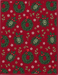 Festive Red Wreath Holly Berry Garland Rug