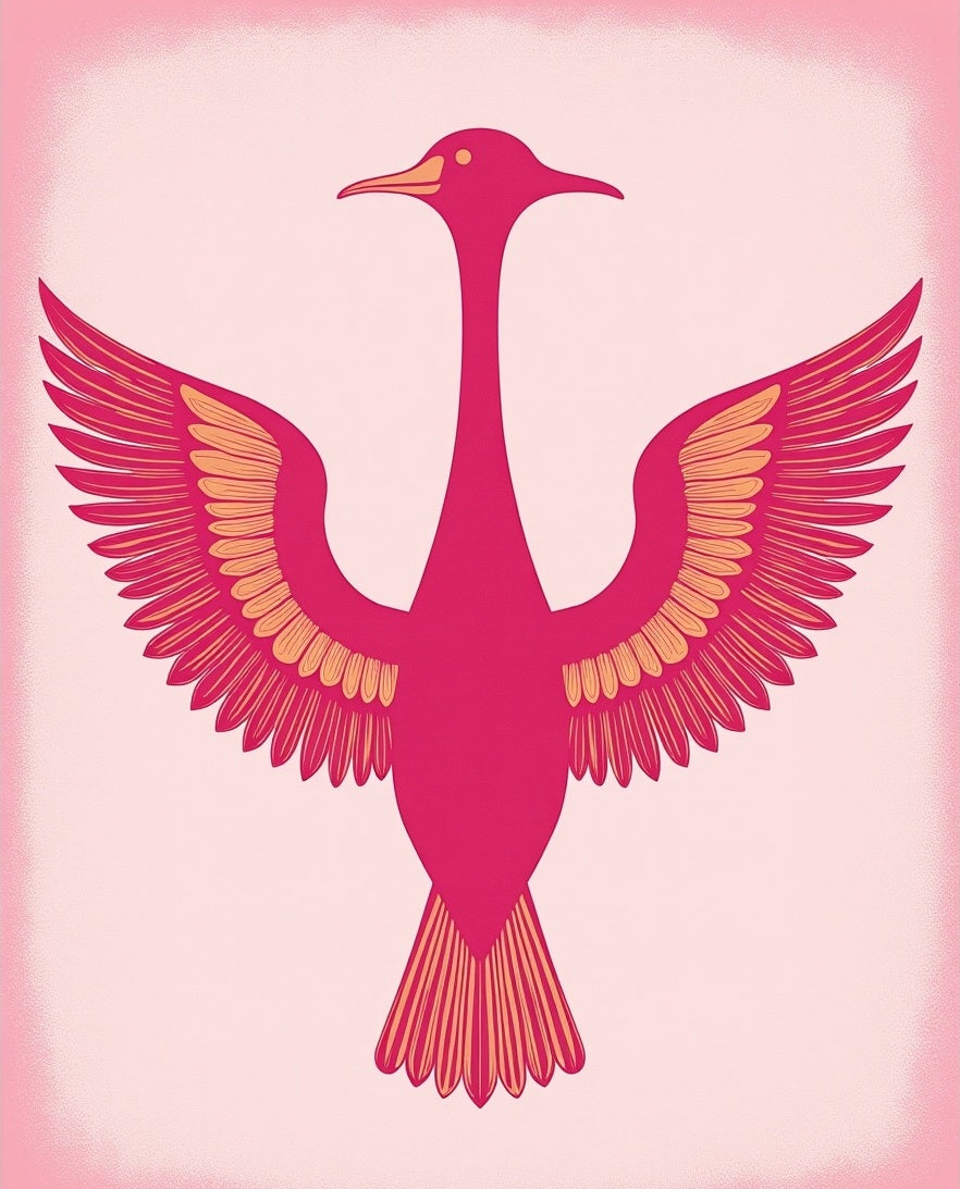 Pink Flamingo Winged Bird Aura Rug