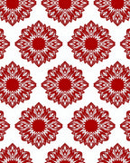 Crimson Fiery Floral Starburst Rug