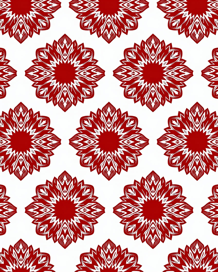 Crimson Fiery Floral Starburst Rug