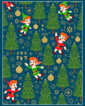 Whimsical Christmas Elf Forest Ornaments Rug
