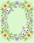 Whimsical White Puppies Floral Vine Rug