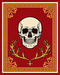 Crimson Skull with Gold Branches Rug