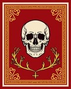 Crimson Skull with Gold Branches Rug