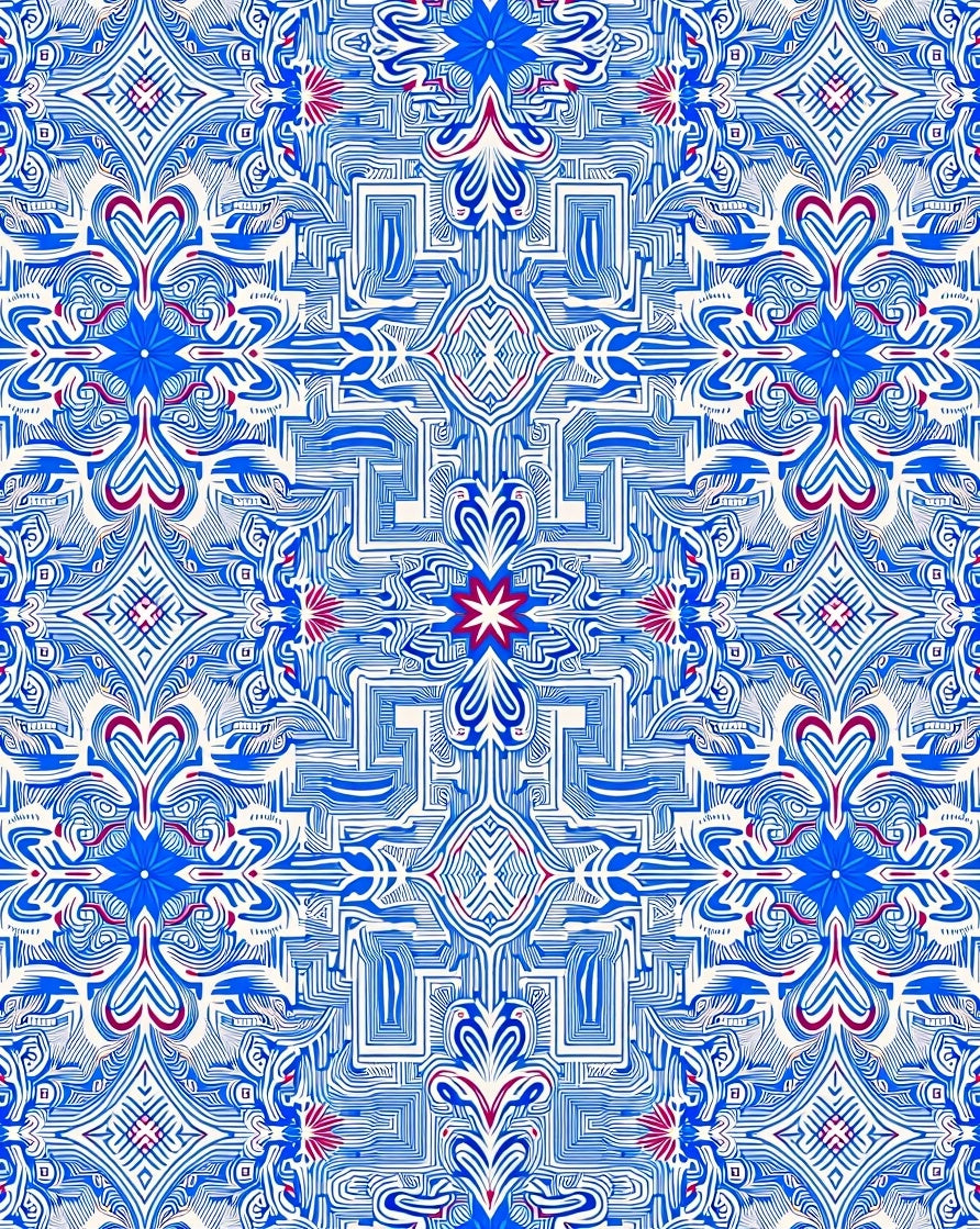 Azure Blue Intricate Floral Mandala Rug