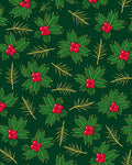 Festive Green Holly Berry Sprigs Rug