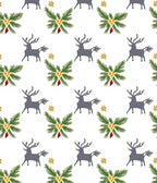 Gray Deer White Poinsettia Star Rug