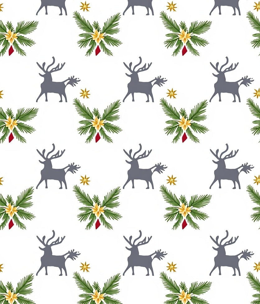 Gray Deer White Poinsettia Star Rug