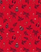Rich Red Christmas Ornaments Foliage Rug