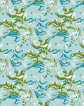 Sky Blue Organic Swirl Floral Rug