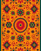 Orange Red Green Starburst Floral Rug