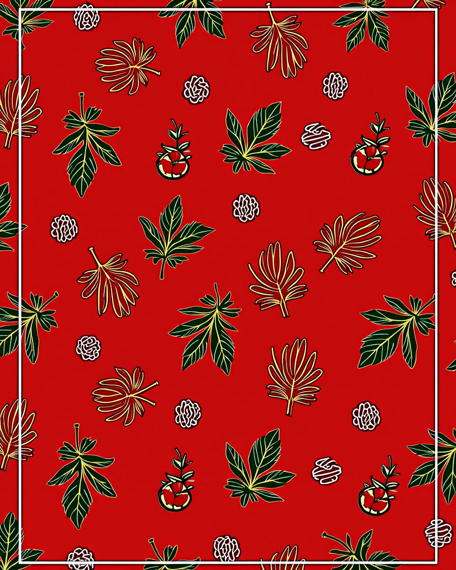 Crimson Red Leafy Botanicals Collection Rug