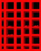 Bold Red Grid Texture Rug