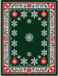 Green Snowflake Christmas Ornament Border Rug