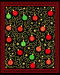 Red Green Ornament Swirl With Stars Rug