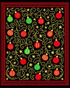 Red Green Ornament Swirl With Stars Rug