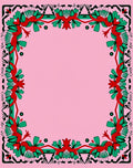 Ornate Crimson Green Floral Border Rug