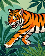 Vibrant Orange Tiger Tropical Jungle Rug