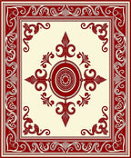 Crimson Cream Ornamental Medallion Rug