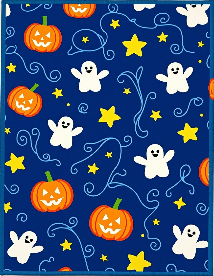 Spooky Blue Pumpkin Ghost Star Rug