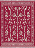 Crimson Floral Medallion Botanical Rug