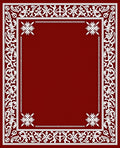 Rich Red White Floral Border Rug