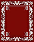 Rich Red White Floral Border Rug