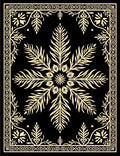 Ornate Black and Gold Leaf Mandala Rug