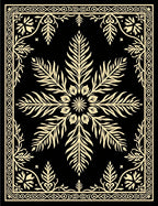 Ornate Black and Gold Leaf Mandala Rug