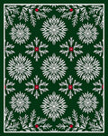 Deep Green White Snowflake Berry Scene Rug