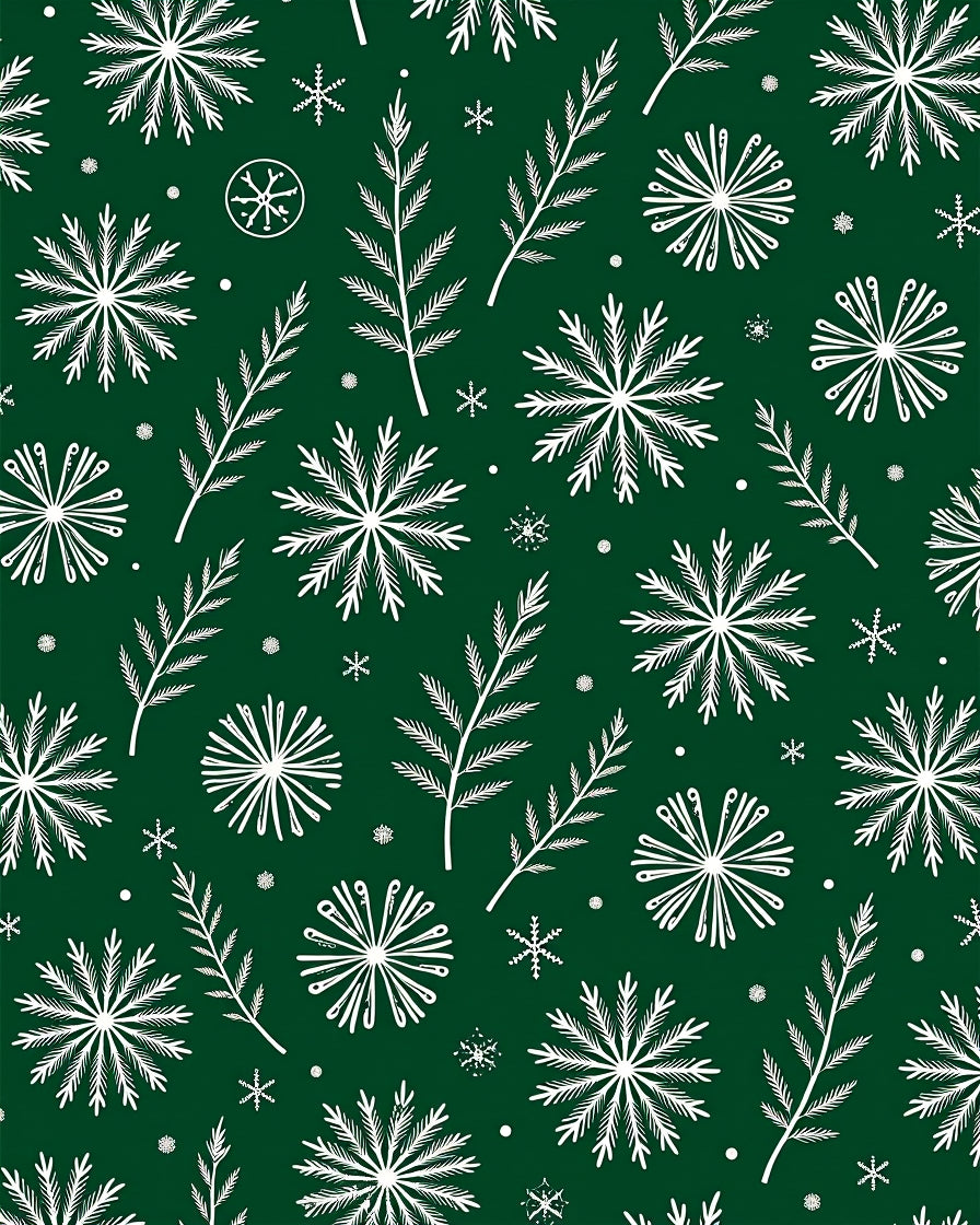 White Snowflakes and Pine Branches Rug