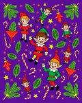 Christmas Elves Candy Cane Pine Sprig Medley Rug