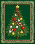 Festive Evergreen Tree Ornament Collection Rug