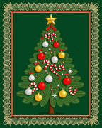Festive Evergreen Tree Ornament Collection Rug