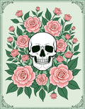 Elegant Pink Roses Skull Garden Rug