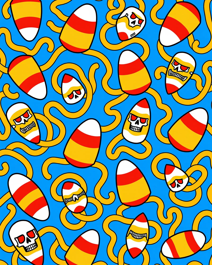 Spooky Candy Corn Skeleton Swirl Rug