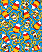 Spooky Candy Corn Skeleton Swirl Rug