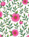 Vibrant Pink Daisy Botanical Cluster Rug