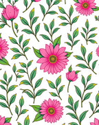 Vibrant Pink Daisy Botanical Cluster Rug
