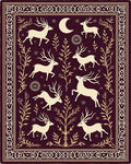 Burgundy Moonlit Deer Meadow Rug