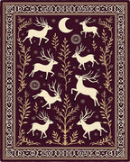 Burgundy Moonlit Deer Meadow Rug