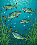 Underwater School Blue Yellow Fish Rug