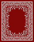 Deep Red Ornate Blossom Vine Border Rug